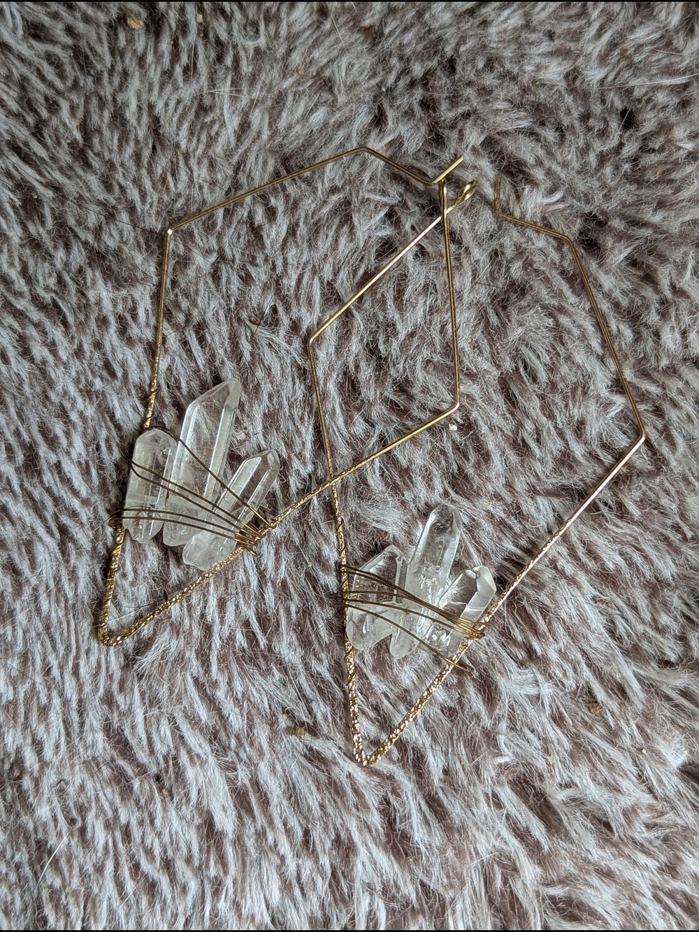 Gold Crystal Wire-Wrapped Hoop Earrings - Women Jewelry
